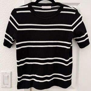 Sunday Black and White Striped Short Sleeve Shirt